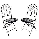 Set of Two Folding Chairs Flower Top - Black
