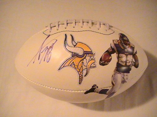 ADRIAN PETERSON SIGNED AUTO AUTOGRAPHED LOGO MINNESOTA VIKINGS FOOTBALL W/ COA AND HOLOGRAM