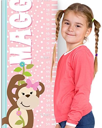 Monkey Business Girls Theme Kids Personalized Wall Growth Chart