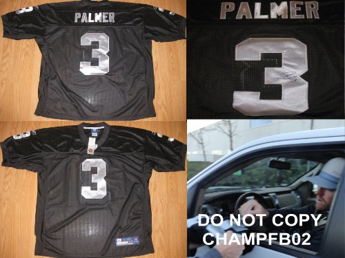 CARSON PALMER,OAKLAND RAIDERS,USC TROJANS,HEISMAN,SIGNED,AUTOGRAPHED,AUTHENTIC JERSEY,COA WITH PROOF,PIC