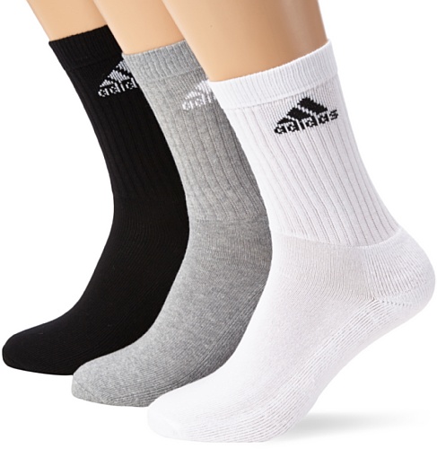 adidas Socken Crew HC 3PP, White/Medium Grey Heather/Black, 43/46, Z25524