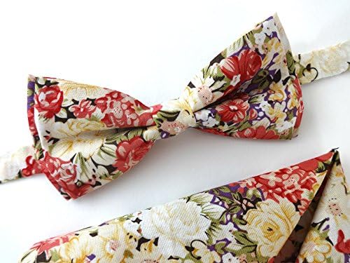 Floral bow tie and pocket square set