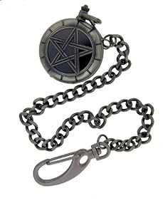Nemesis Pentagram GunMetal Pocket Watch with Chain