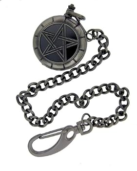 Nemesis Pentagram GunMetal Pocket Watch with Chain