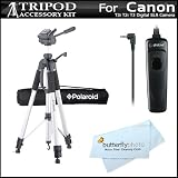 Professional 72 Camera Tripod + RS60 Remote Switch For Canon EOS Rebel T3i, T2i T3 60D Digital SLR Camera + MicroFiber Cleaning Cloth