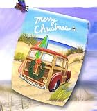 Christmas Ford Woody Car Beach Outdoor Garden Flag