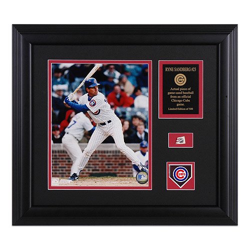Mounted Memories Chicago Cubs Ryne Sanberg 8x10 Framed Photo with Game-Used Baseball Piece & Medallion