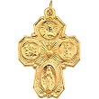 14K Yellow Gold Four Way Cross Medal - 28.00x21.00mm