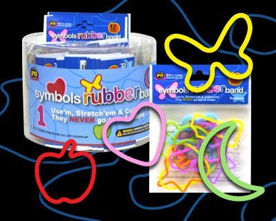 Pk of 12 Rubba Bandz Rubber Band Bracelets Symbol Set