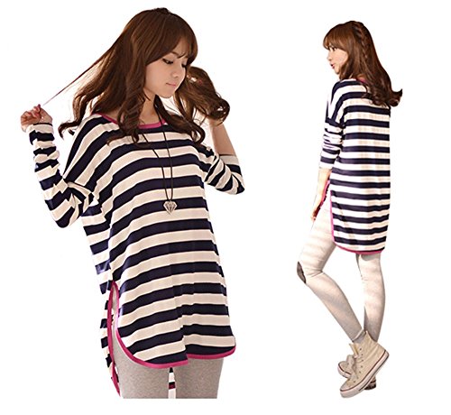 【MIKA&MAYA】 チュニック 長袖 Tシャツ ボーダー レディース シャツ カットソー ウェア