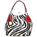 Red Large Zebra Print Faux Leather Satchel Bag Handbag