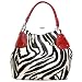 Red Large Zebra Print Faux Leather Satchel Bag Handbag