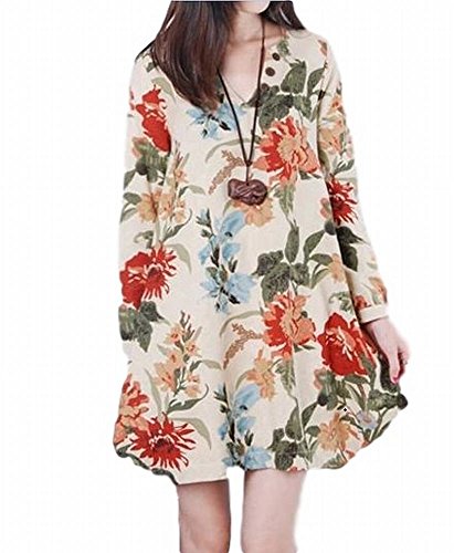 （アピリシェイト）appre-ciate レディース チュニック ワンピース 大きいサイズ 長袖 ひざ上丈 花柄 バルーン 変形 着痩せ 体系カバー アシメトリー 秋