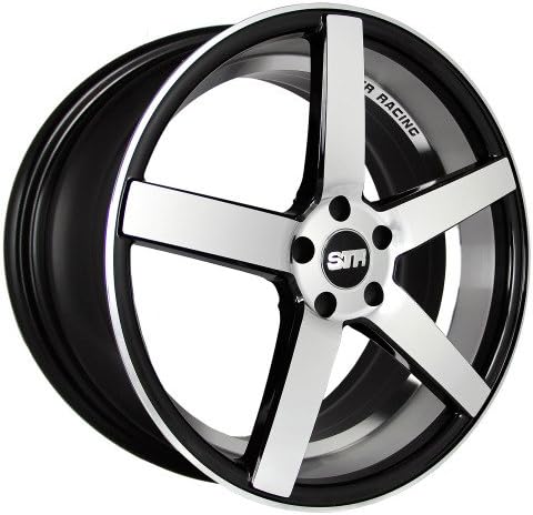BLACK MACHINED FACE STR 607 17X9 +15 5X114.3 RIM FIT TC XB TSX RSX MR2 CIVIC MUSTANG GT