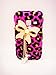 Luxury Pearl pink Leopard Crystal Diamond Rhinestones BOW bow-knot Flower Transparent Back Hard Case Cover Shell for Samsung Galaxy Discover S730G / Galaxy Centura S738C (StraightTalk/Net 10/Tracfone)
