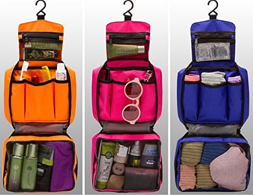 Portable Organizers Foldable Travel Household Drawer Dividers Closet Wash Toiletry Makeup Cosmetic Storage Bag (Red)