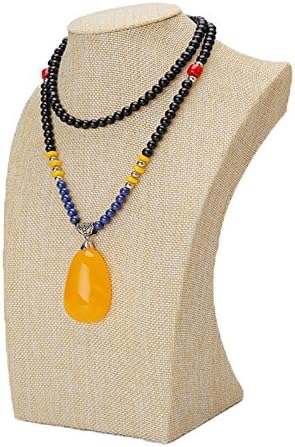 Luxuriant July Fashion Linen Necklace Display Holder Stand Graceful Necklace Bust (H11.6")