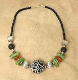 Jade, Turquoise and Amber Necklace
