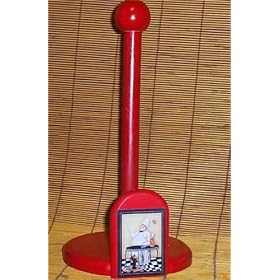 Fat Chef Paper Towel Holder Red Wood Bistro Home Decor