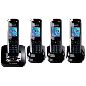 Panasonic KX-TG8424EB Colour DECT Quad Telephone with Answer Machine - Black