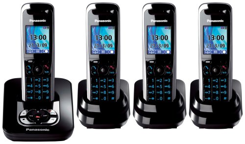 Panasonic KX-TG8424EB Colour DECT Quad Phone With Answer Machine - Black