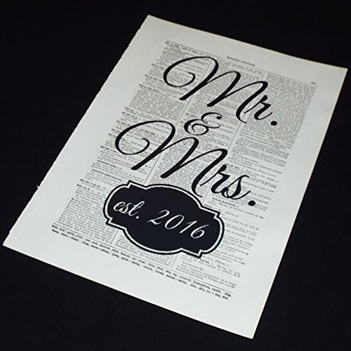 Handmade 1800's Vintage Dictionary Art With Funny Or Inspirational Quotes For Home Decor!!! (Mr. & Mrs. est 2016)