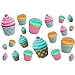 Cupcakes Assorted Vinyl Sticker Sheet of 20 Vintage Style