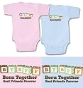Shopping for Baby Gifts Baby Gift Set for Boy/Girl Twins (Includes 1 Pink + 1 Blue Bodysuit - BTBFF Blocks, size 0-3 mo)