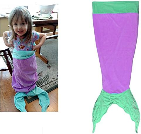 Mermaid Tail Blanket,Ledafei Mermaid Blanket for Children (Ages 3-13),Super Soft Crystal Velvet,Cute Gift (Purple&amp;Green, 56 "x20 ")