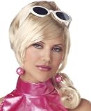 Womens Mod Blonde Blond Ponytail Bob Shag Wig 60s 70s 1960s 1970s Ponytail