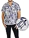 La Leela Beach ALOHA ART Hawaiian Fine Personable Camp Shirt Men Blue White
