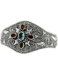 1010 Spring Flower Silver Cuff Bracelet/ Organic/ Silver Jewelry of Bali