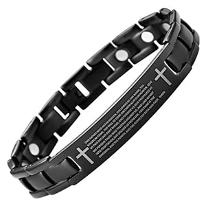New Mens Lord's Prayer in English Black Titanium Magnetic Bracelet in Velvet Box with Free Link Removal Tool