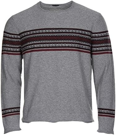 Eidos Napoli Isaia Pull Carpet Cashmere Striped Roll Neck Sweater Grey Medium M