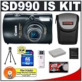 Canon PowerShot SD990 IS 14.7MP Digital Camera with 3.7x Image Stabilized Zoom (Black) + NB-5L Battery + 4GB Card + Cameta Bonus Accessory Kit