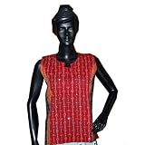 Alizarin Womens Kurti Tunics India Wear Summer Dress Chikan Embroidery Tops Size S Free Shipp