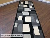 Kitchen & Housewares : Retro Black Square Modern Home Hall Retro Runner 60cmx230cm
