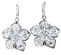Delicate Silver Filagree Flower Earrings, 1 Inch Wide