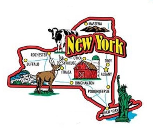 New York Jumbo State Map Fridge Magnet