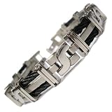 13MM Titanium Bracelet with Black Twisted Stainless Steel Cables 8 can be sized!!