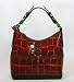 NEW AUTHENTIC DOONEY & BOURKE CROCO LEATHER NS ZIPPER SAC (Burnt Orange/Black)