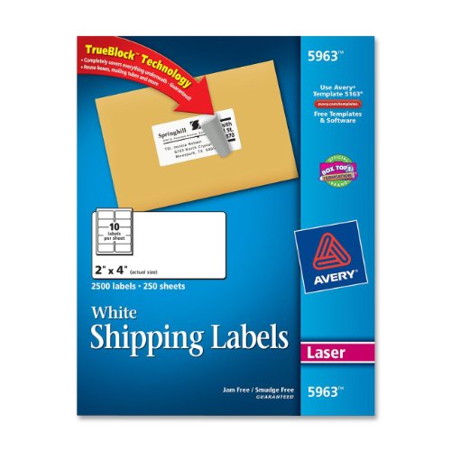 ukla => Avery® White Shipping Labels for Laser Printers with TrueBlock