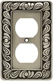 Liberty Hardware 64044 Paisley Single Duplex Wall Plate, Brushed Satin Pewter
