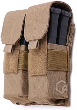 Double M4 Magazine Pouch - Closed Top, Double Stacked, Holds 4 Magazines (Tan)