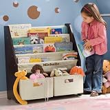 Sling Bookshelf with Storage Bins for Kids Espresso