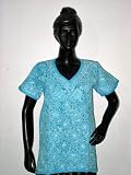 Dodger Blue Tunic Yoga Cotton Kurti Clothing of India Casual Summer Dresses Chikan Embroidery Size M
