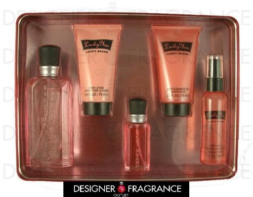 LUCKY YOU by Liz Claiborne - 3.4 OZ EDT SPR, 0.5 OZ PERFUME SPR, 2.5 OZ BODY LOTION, 2.5 OZ SHOWER GEL, 1.7 OZ BODY MIST - GIFT SET