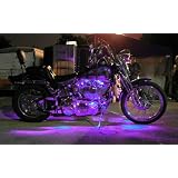 Uv Purple Motorcycle LED Neon Accent Lighting Kit with 10 Chrome LED Light Pods by Pivotal Powersports