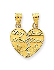 14k Yellow Gold Little Sister Big Sister Break Apart Sister Pendant