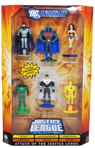  DC Universe Year 2008 Justice League Unlimited 6 Pack 3 Inch Tall Figure - ATTACK OF THE JUSTICE LORDS - Batman, Martian Manhunter, Wonder Woman, Justice Lord Green Lantern, Justice Lord Superman and Justice Lord The Flash (P9289)